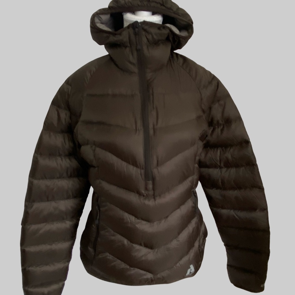 Eddie Bauer First Ascent Womens Brown EB800 Down 1/2 Zip Pullover Jacket-Sz-M